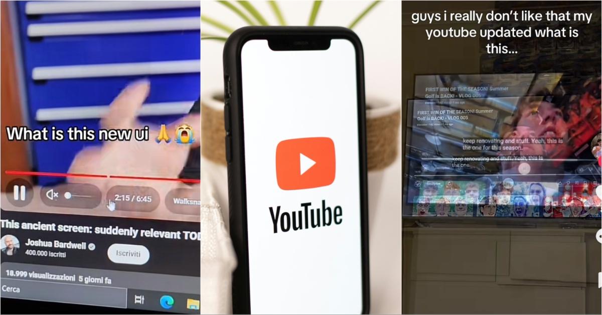 Collage of people freaking out about recent YouTube update