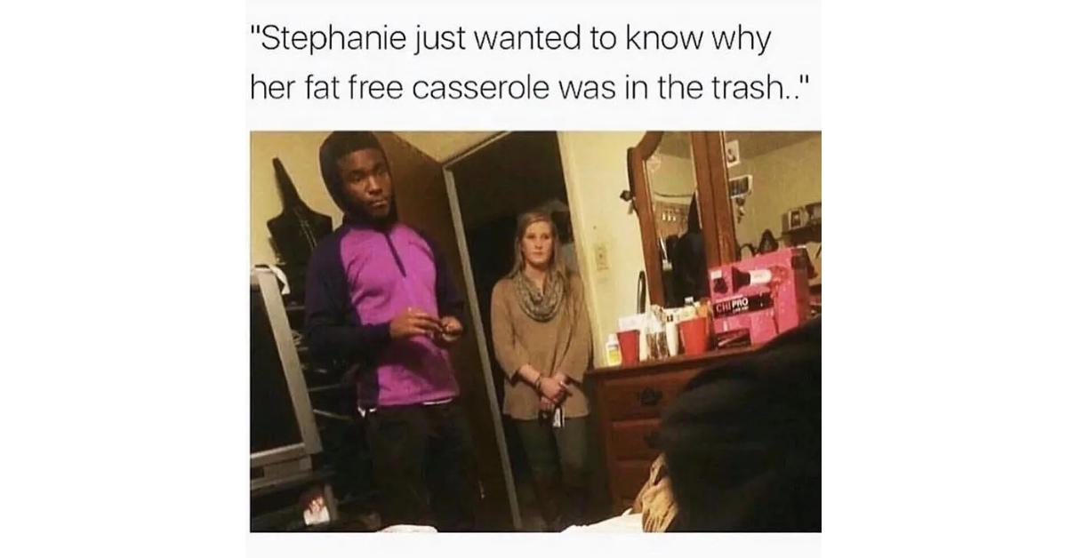 Thanksgiving meme about fat free casserole