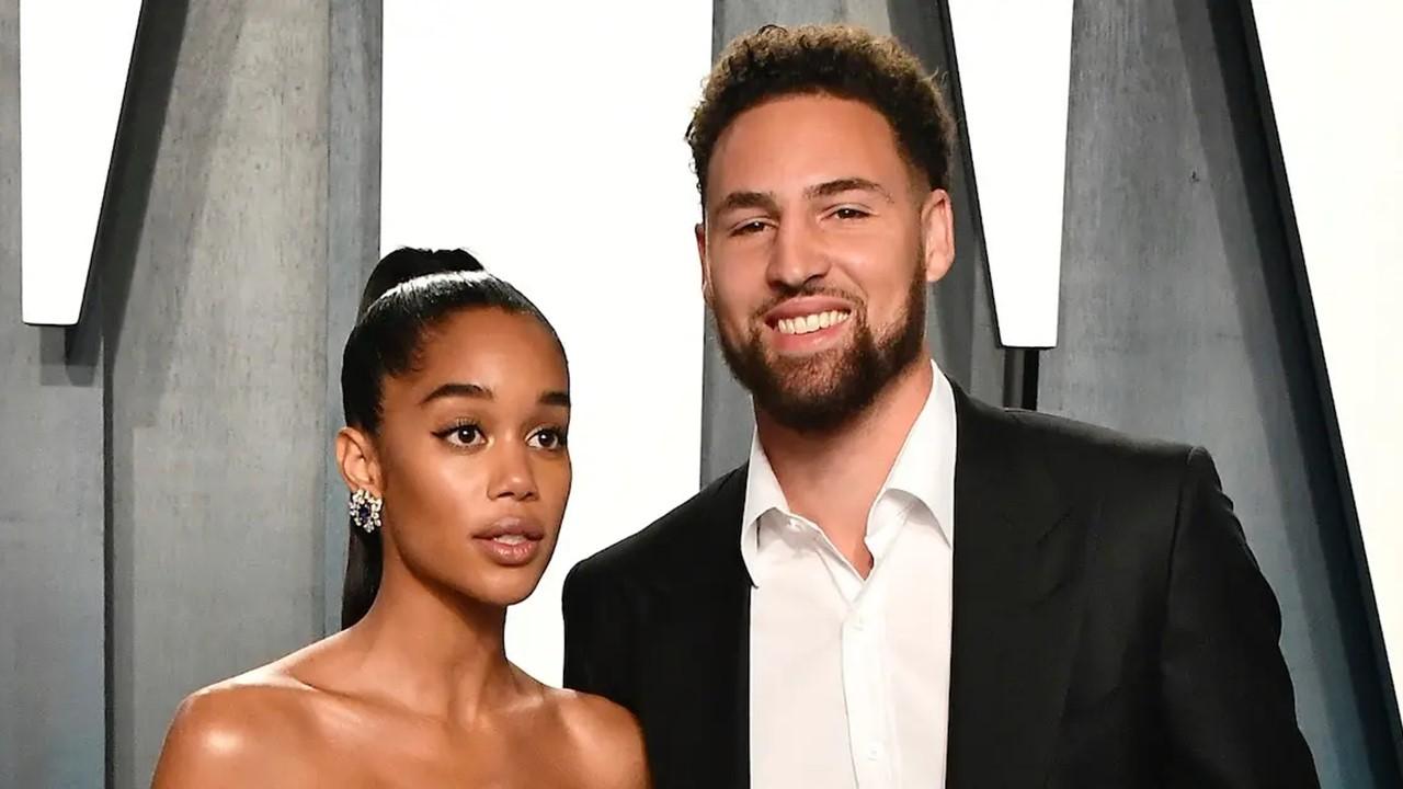 Laura Harrier and Klay Thompson at the 2020 Vanity Fair Oscar Party