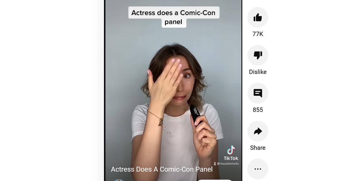 Caitlyn Reilly performing comedy in a YouTube short