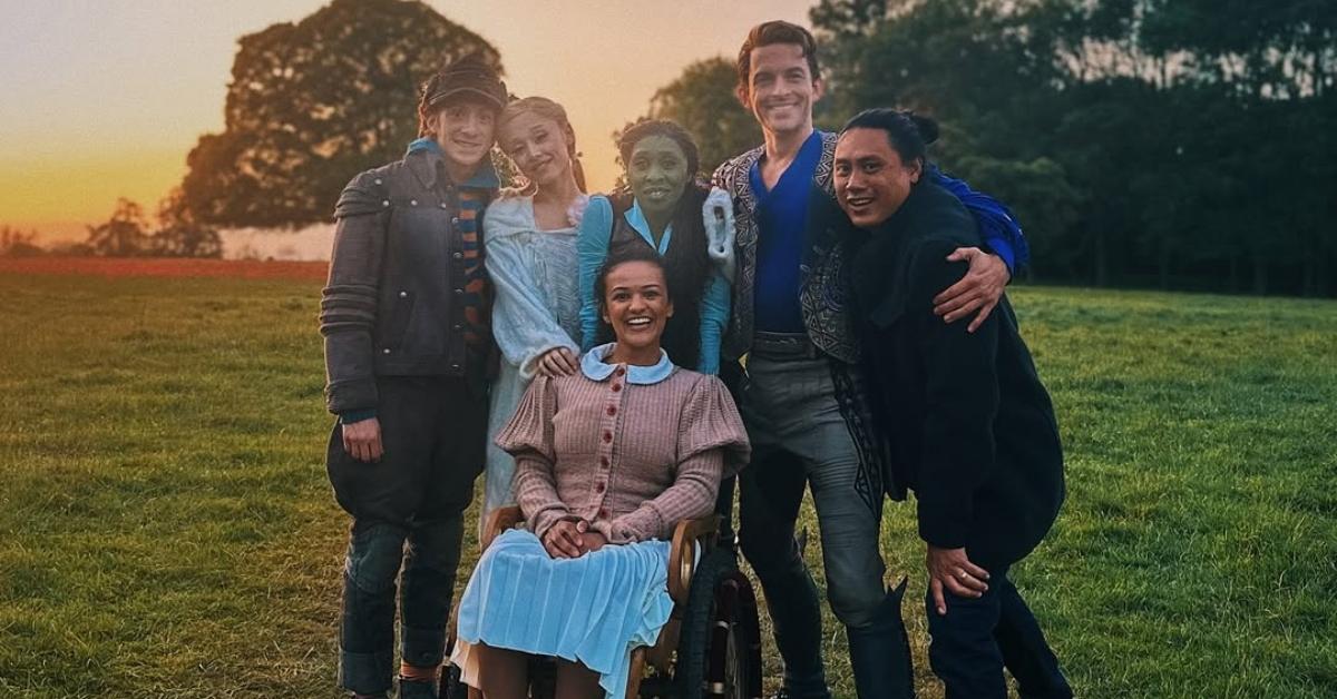 jonathan Bailey and the Wicked cast behind the scenes.