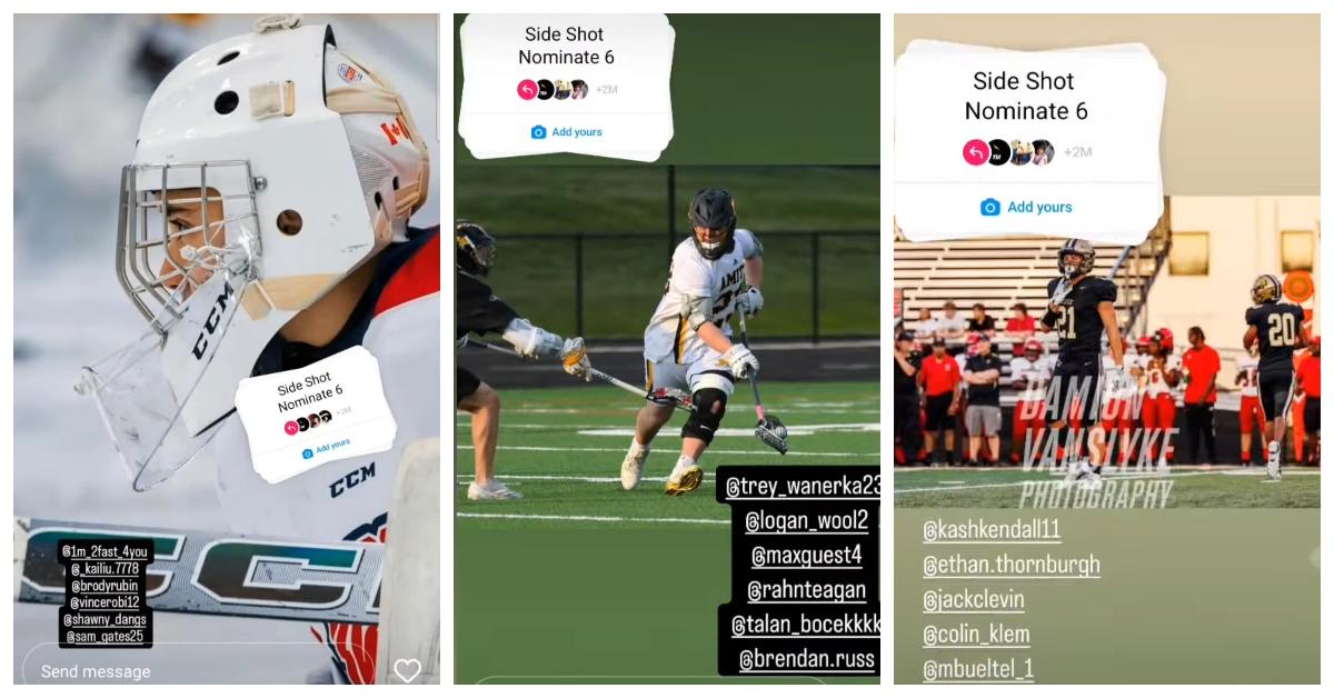 "Side shot nominate 6" trend on Instagram stories
