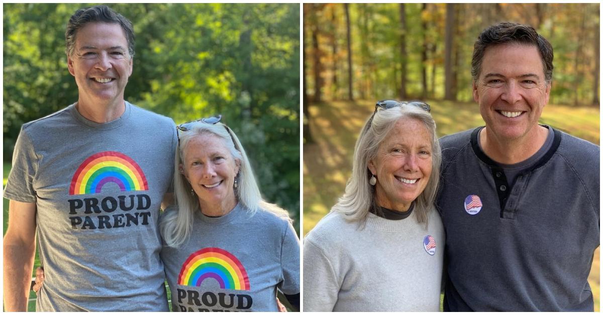 (l-r): James Comey and his wife, Patrice Failor, posing on various occasions.
