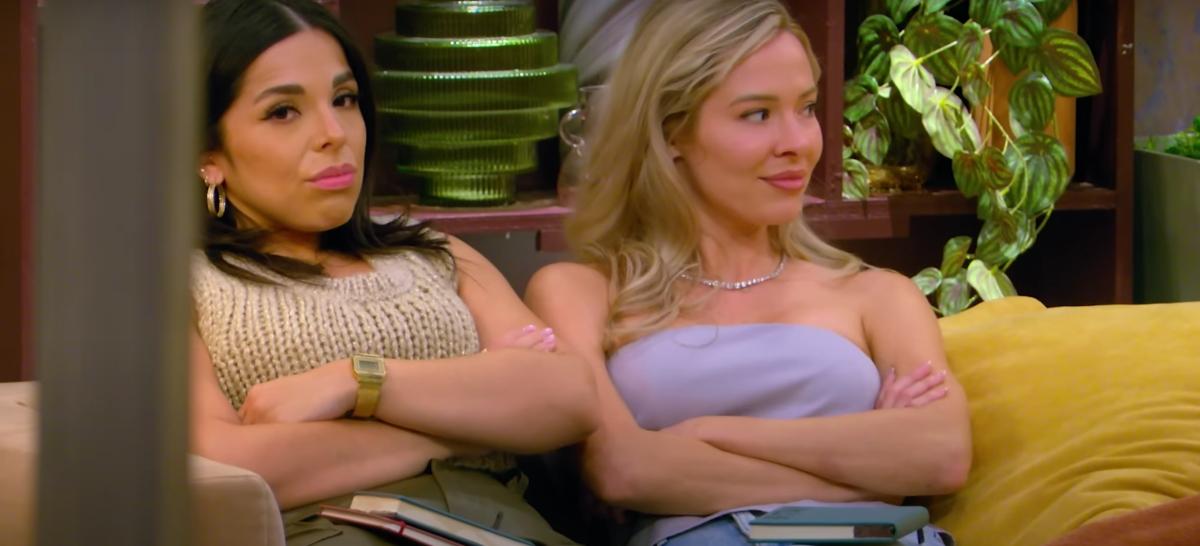 Brittany sits with one of the other ladies in the women's quarters on Love Is Blind