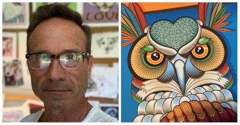 (L-R): Lisa Frank's ex-husband, James Green; James Green's artwork