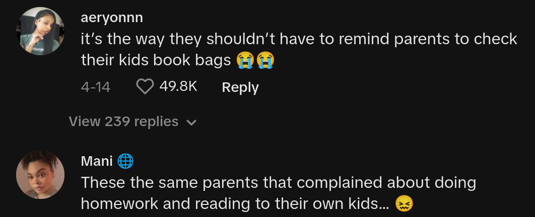 woman on tiktok slams careless parents who don't check their kids' backpacks