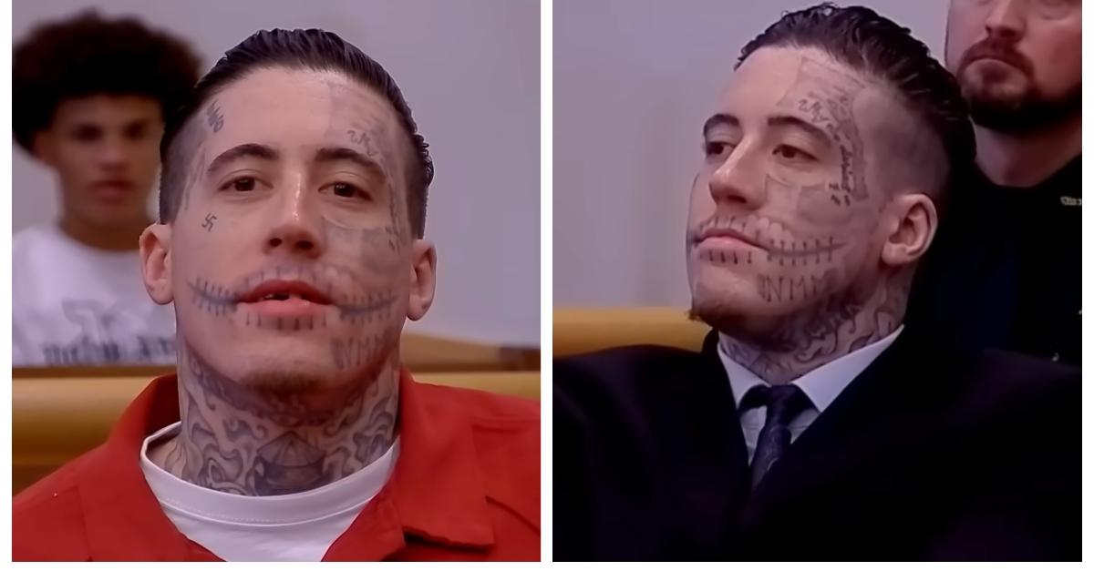 (L-R): Wade Wilson at sentencing; Wade Wilson in court