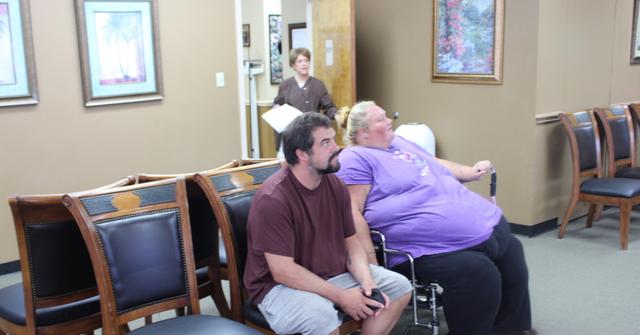 Krystal S. and Damian in Dr. Now's waiting room