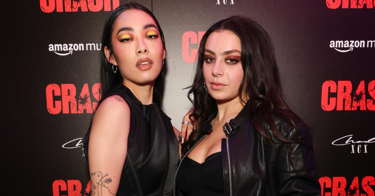 LONDON, ENGLAND - MARCH 18: Rina Sawayama and Charli XCX attend Charli XCX Crash album launch party