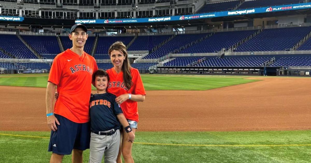 Julie Durdaw with her family at Marlins stadium. 