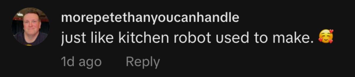 Screenshot of a comment below the kitchen robot TikTok