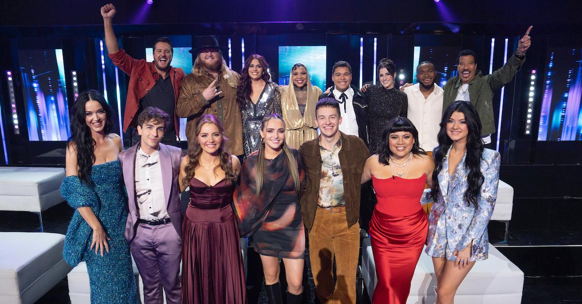 Contestants and judges on 'American Idol' Season 22 smiling together on stage