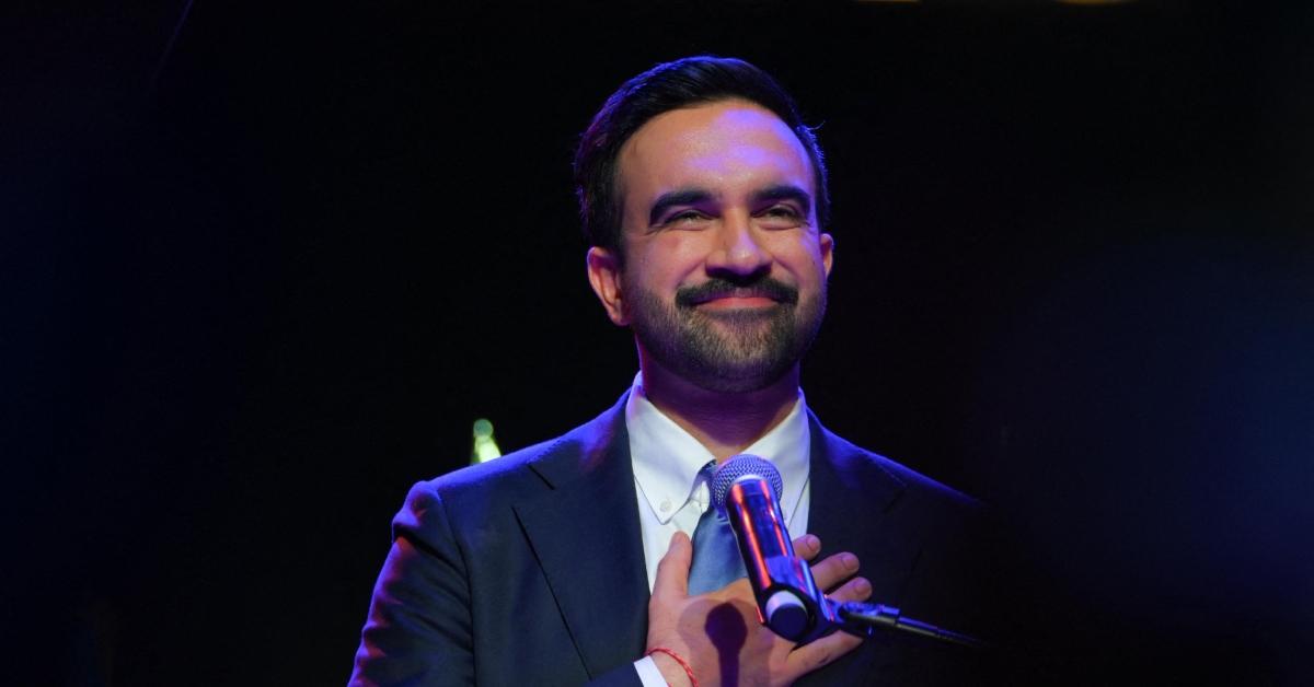 Zohran Mamdani celebrating his mayoral win