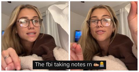 A woman explains where she would hide a paper clip from the FBI