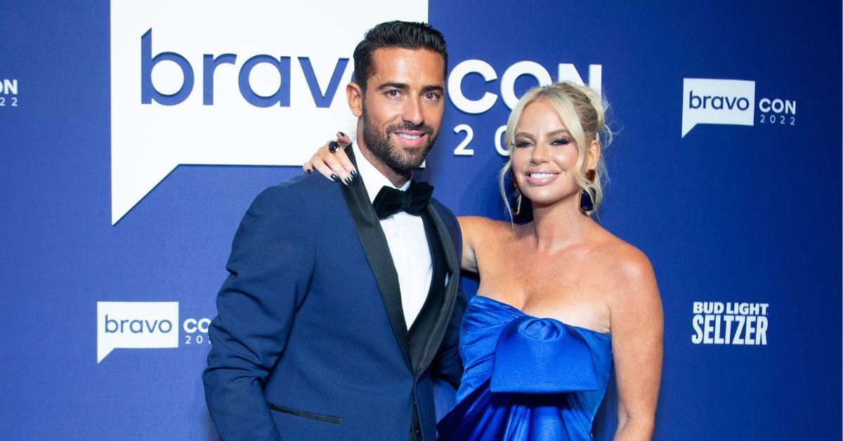 Sergio Carrallo and Caroline Stanbury pose for photo at a BravocCon2023 formal event