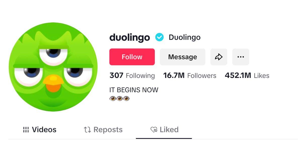 The TikTok Duolingo account.