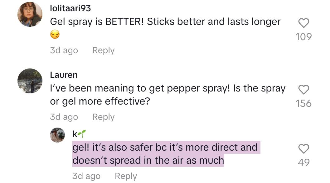 Commenters agree that gel pepper spray is more effective and accurate