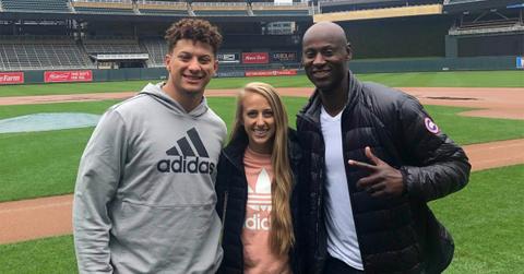 Patrick Mahomes, Brittany Matthews, and LaTroy Hawkins