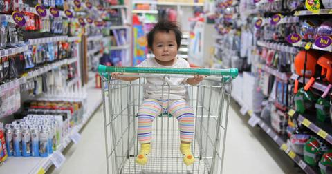 baby in shopping cart