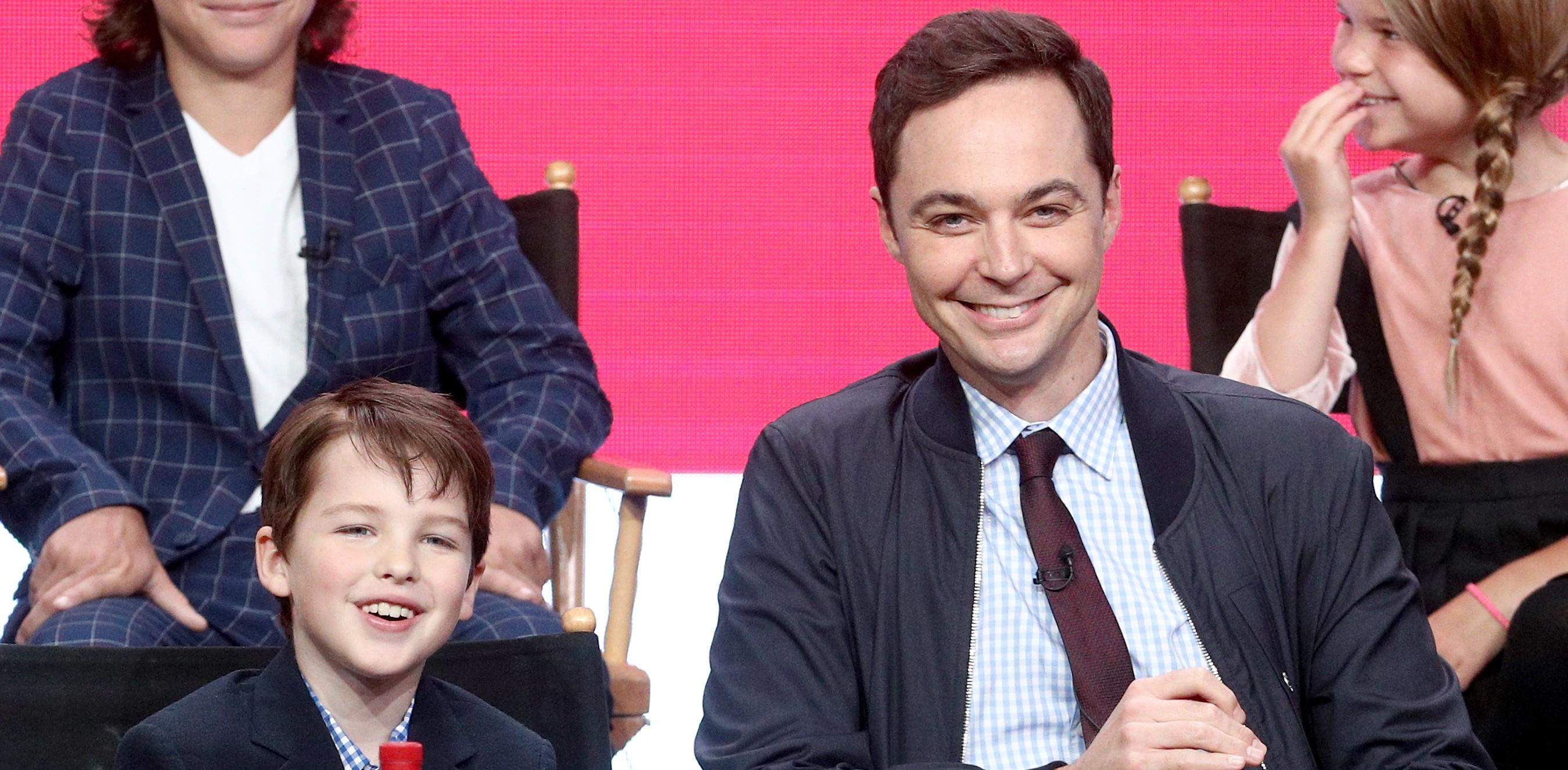 Iain Armitage and Jim Parsons of 'Young Sheldon' during the 2017 Summer Television Critics Association Press Tour