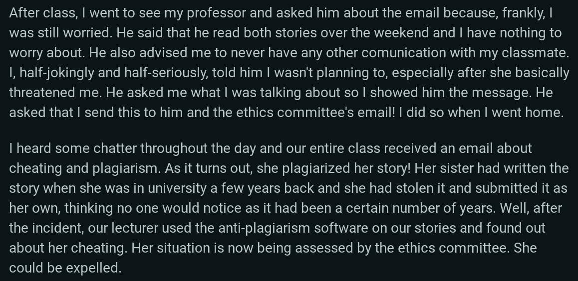 Classmate Accuses Writer of Plagiarism and It Backfires