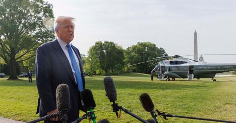 Donald Trump speaking to the press.