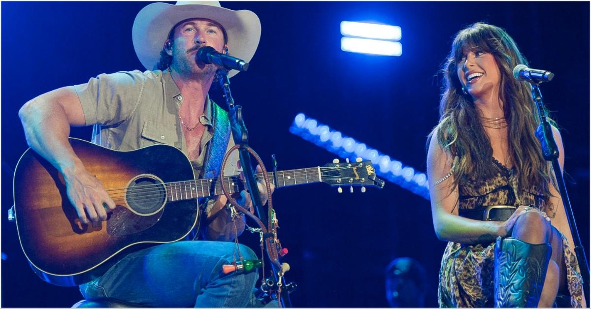 Ella Langley and Riley Green performing together on stage