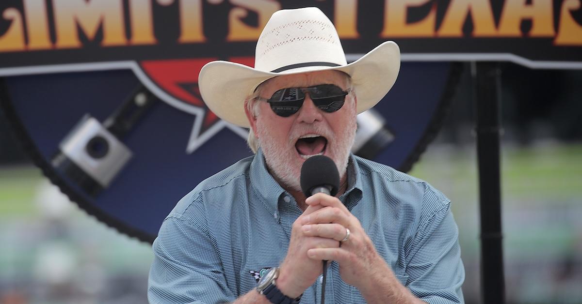 Terry Bradshaw speaking at a NASCAR Cup Series