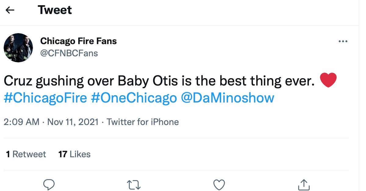 An adoring tweet about baby Otis