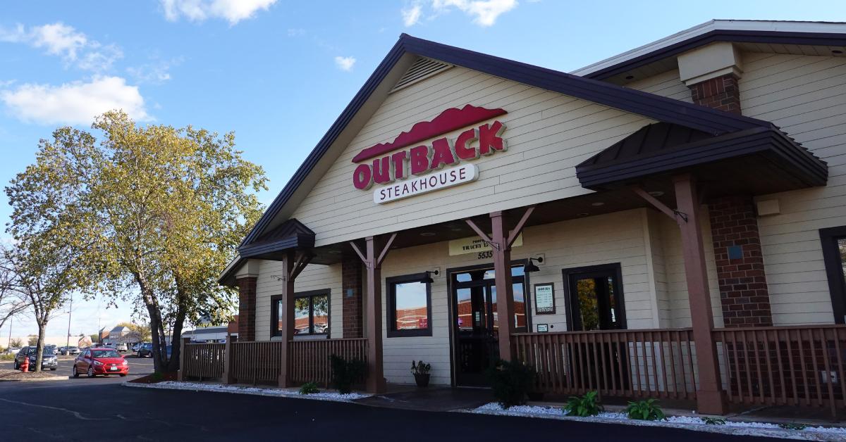 The exterior of an Outback Steakhouse restaurant.