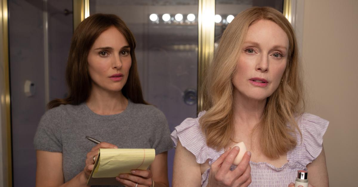 Natalie Portman as Elizabeth Berry and Julianne Moore as Gracie Atherton-Yoo in 'May December.'