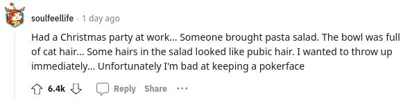 A comment on AskReddit about finding cat hair in food