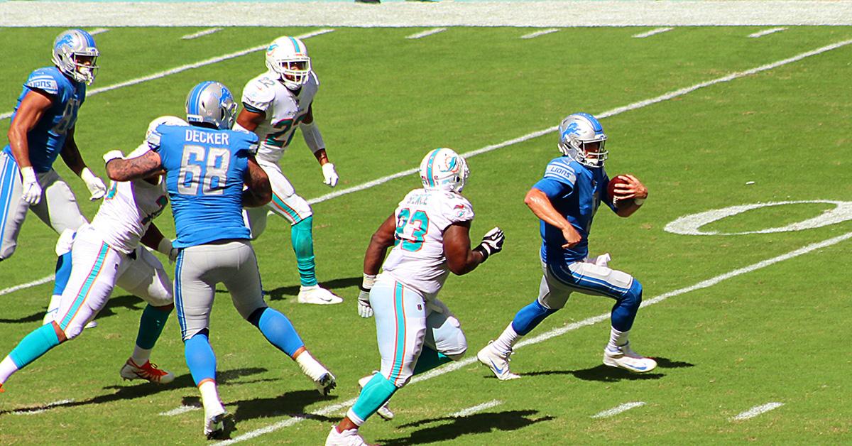 The Detroit Lions playing the Miami Dolphins in 2018. 