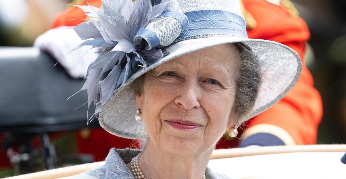 Princess Anne in a blue hat at Royal Ascot 2024 