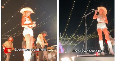 Hawk Tuah Girl Hailey Welch performs onstage at Zach Bryan's Nashville concert in June 2024