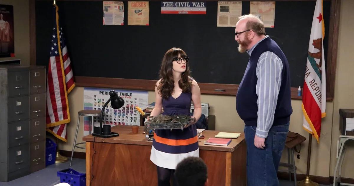 Zooey Deschanel opposite Brian Posehn in 'New Girl'