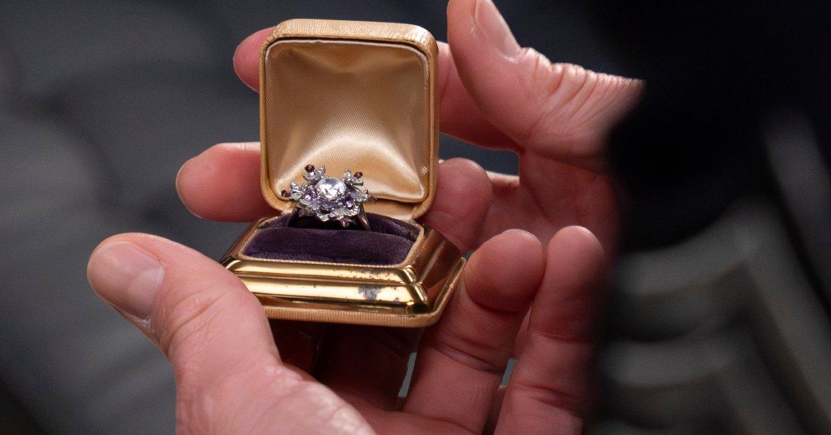 Tim's grandmother's ring his mom gave him to propose to Lucy with.