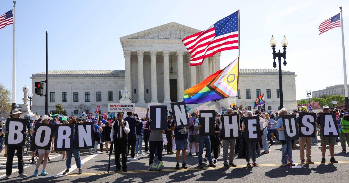 A rally outside the Supreme Court for birthright citizenship. 