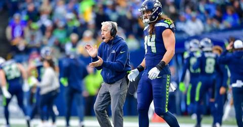 Pete Carroll on the field during a Seattle Seahawks game