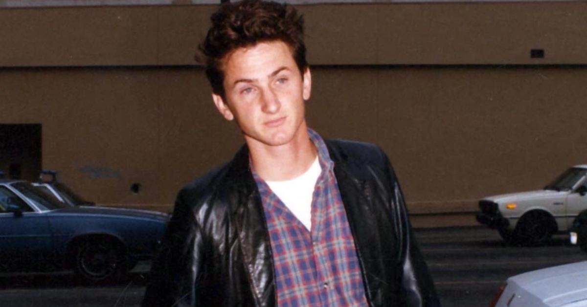 Sean Penn in a leather jacket in the 1980s.
