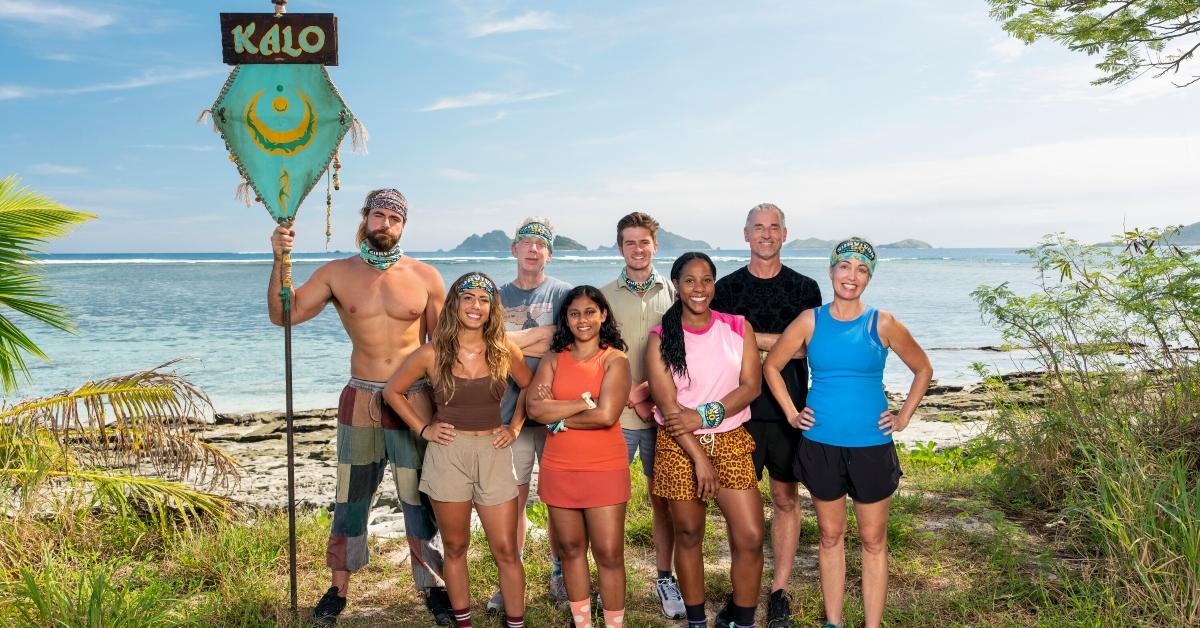 Survivor 50 L to R: Jonathan Young, Dee Valladares, Mike White, Kamilla Karthigesu, Charlie Davis, Tiffany Ervin, Benjamin "Coach" Wade, Chrissy Hofbeck