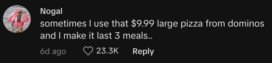 Comment on a now-viral video of a couple claiming its cheaper to eat out than buy groceries.