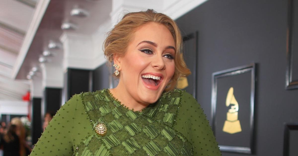 Adele on the red carpet at the 59th Grammy Awards