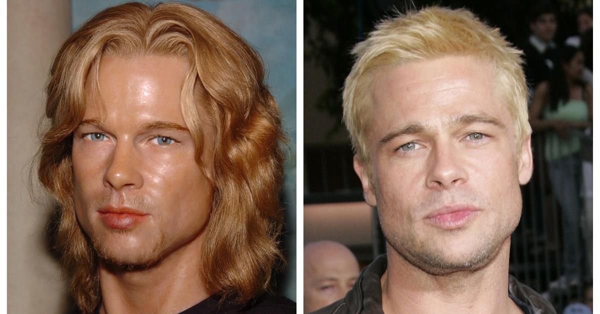 Wax figure of Brad Pitt and actual Brad Pitt