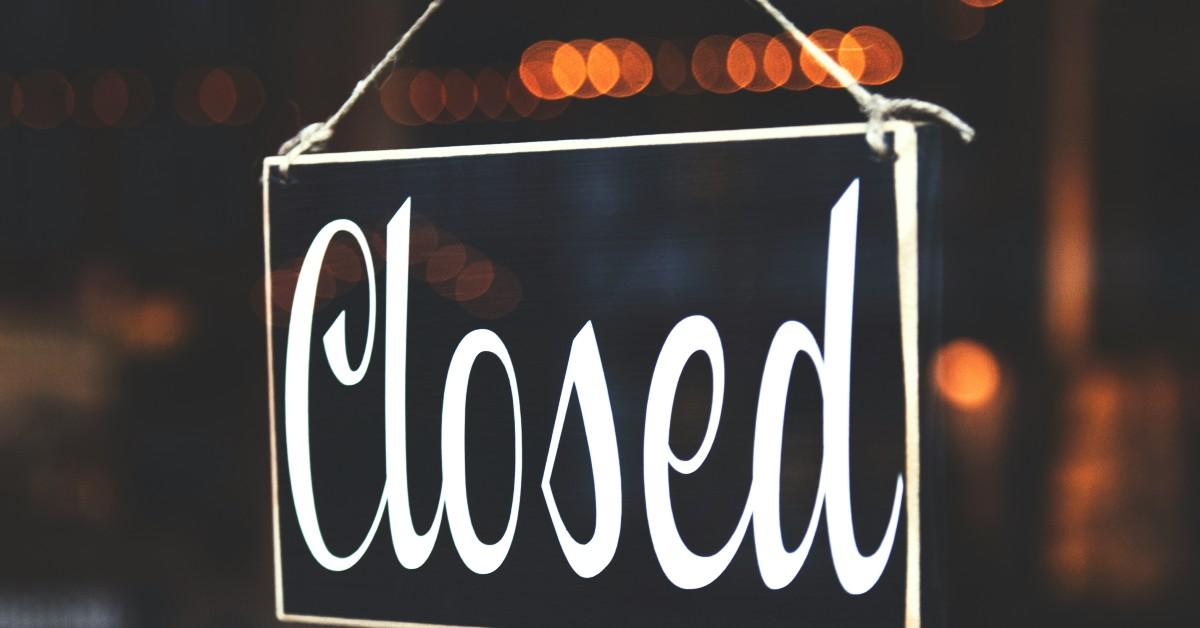 Closed sign in a window
