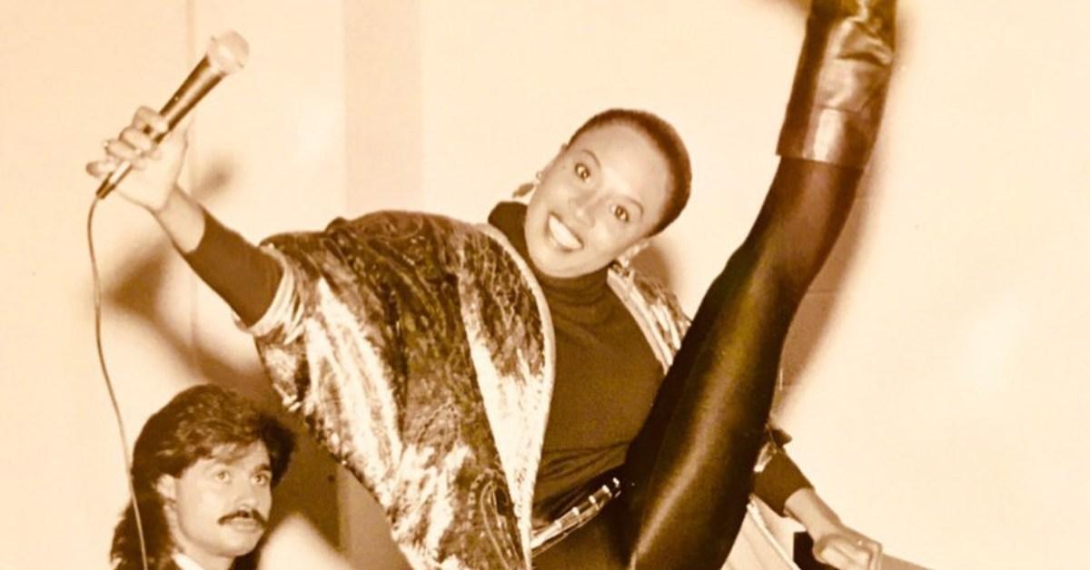 Jenifer Lewis kicking her leg up during a performance