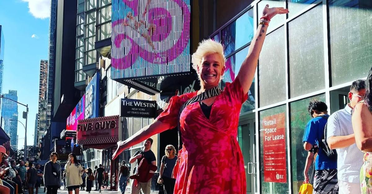 Chef Anne Burrell in a red dress