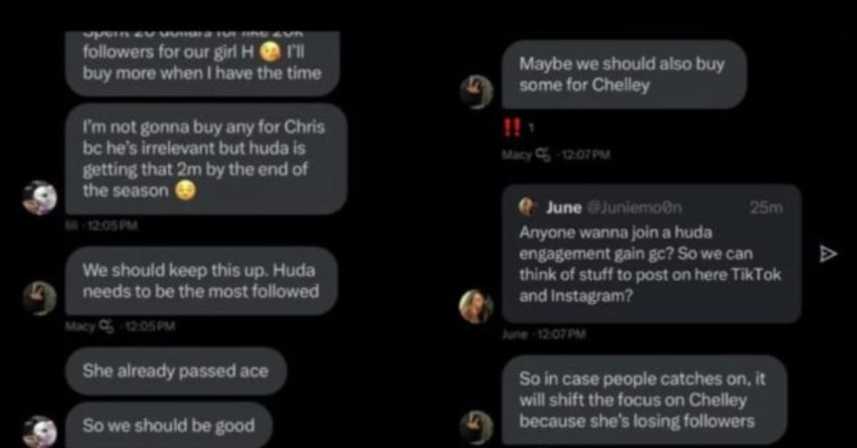 Online discussion about buying followers for Chelley and Huda.