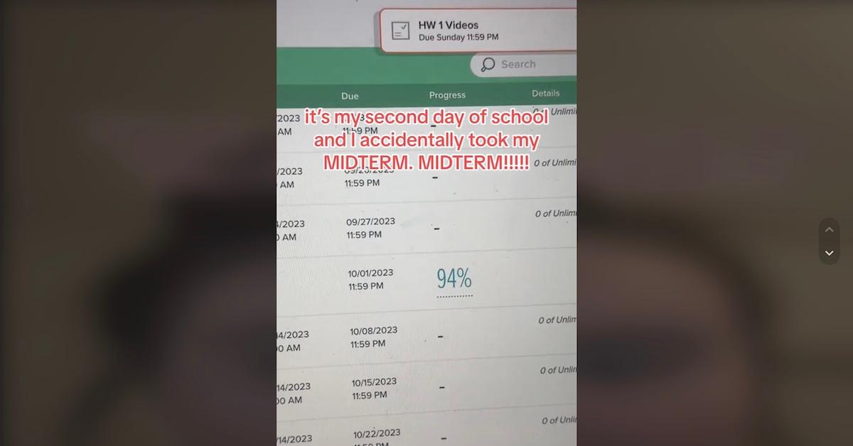 A college student accidentally took her midterm early