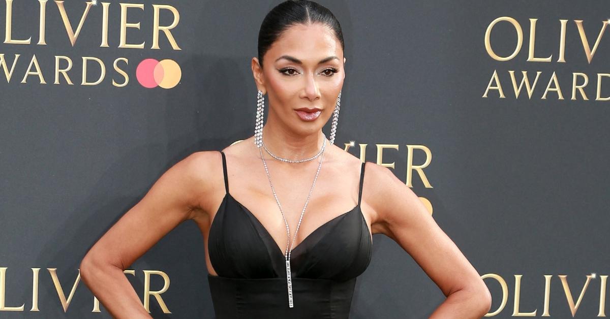 Nicole Scherzinger wearing a black dress at the Oliver Awards.